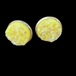 Bright Yellow Druzy Style Earrings